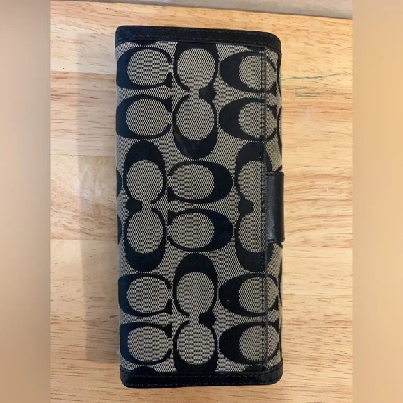 Coach Legacy Signature Checkbook Wallet With Leather Trim - Picture 13 of 15